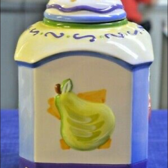 Vintage NONNI'S Biscotti COOKIE JAR 11' Canister Hand Made Fruit Veg - Picture 7 of 8